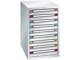 ladekast,HxBxD 1000x605x695mm,9lade(n),cil.-slot,RAL7035,front RAL7035 - 2