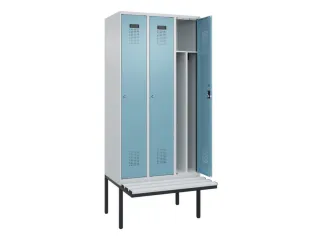 locker met bank,voor scheiding van kleding,HxBxD 2120x900x815mm,3vak - 1
