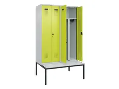 PBM-locker met bank,HxBxD 2120x1200x815mm,4vak,vak B 300mm