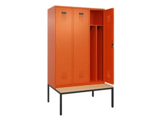 locker met bank,voor scheiding van kleding,HxBxD 2120x1200x815mm,3vak - 1