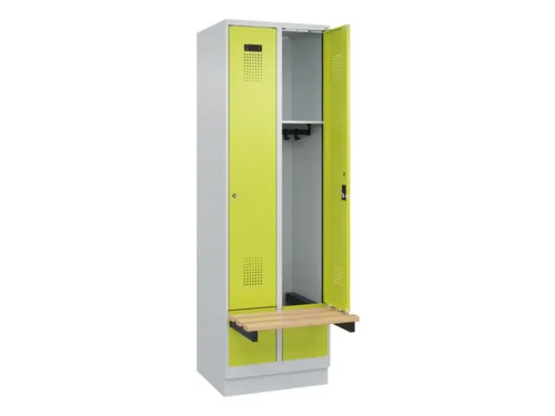 locker met bank,HxBxD 1950x600x815mm,2vak,vak B 300mm,cilinderslot