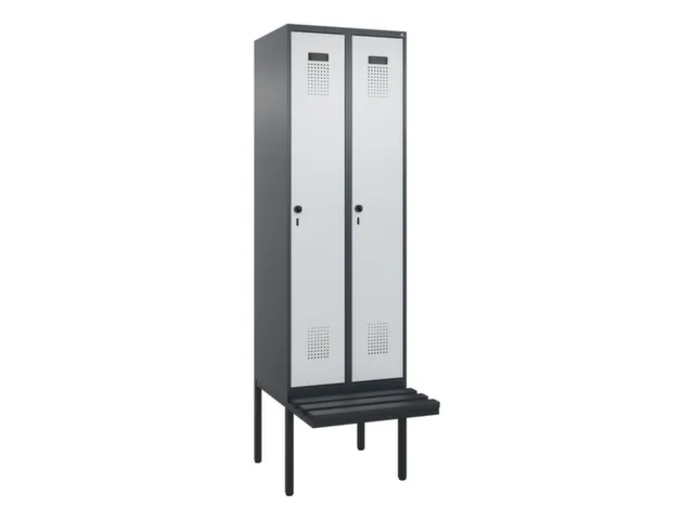 locker met bank,voor scheiding van kleding,HxBxD 2120x600x815mm,2vak