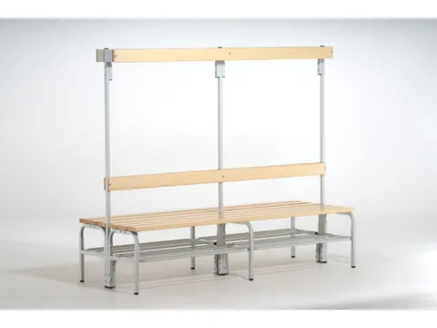 banc double HxLxP 1650x2000x725mm barrettes en bois