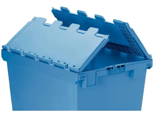 Mobiele Opslagbak Hoekig 453x800x600mm 114 liter Deksel Wielen Blauw