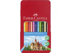Kleurpotlood Faber-Castell Castle zeskantig metalen etui met 12 stuks