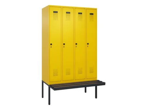 locker met bank,HxBxD 2120x1200x815mm,4vak,vak B 300mm,draaigrendel