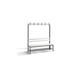 Omkleedbank 1500mm Pvc-Zitlatten Enkel Hakenlijst Schoenenrek Ral7021 - 1