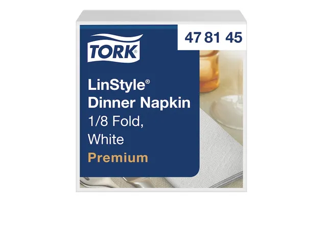 Servetten Tork 478145 LinStyle 1-laags 39x39cm wit 1/8 vouw 50st.