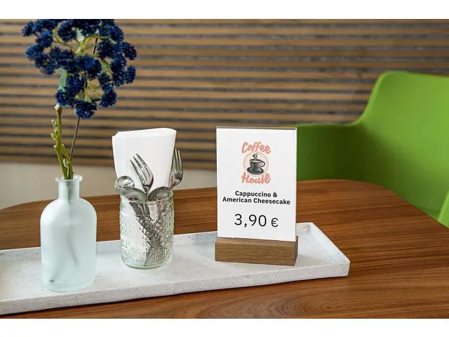 Tafelstandaard Sigel A6 eiken voet helder acryl 1.5mm