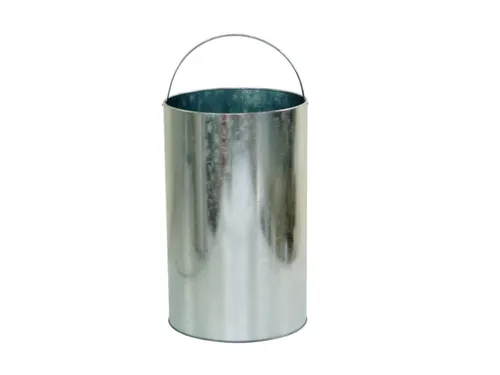 RVS afvalbakken,50l,HxØ 730x350mm,binnenbak staal,romp RVS rood