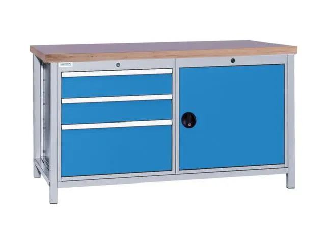 werkbank,HxBxD 860x1500x750mm,onderstel RAL5010,fronten RAL3020