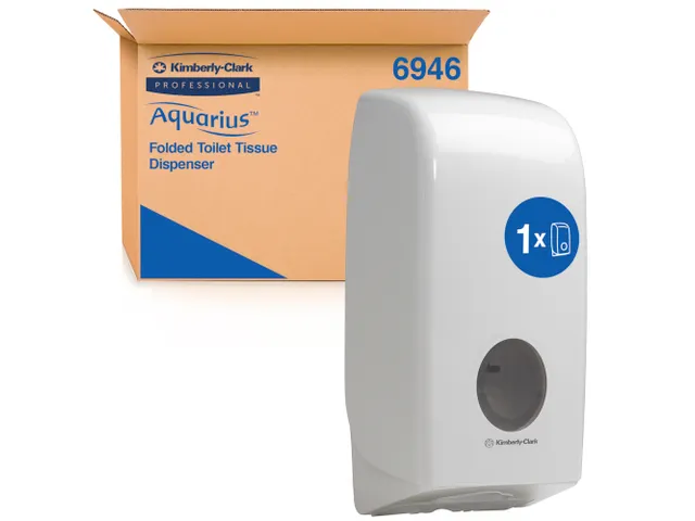 Toiletpapierdispenser Kimberly Clark Aquarius gevouwen wit 6946