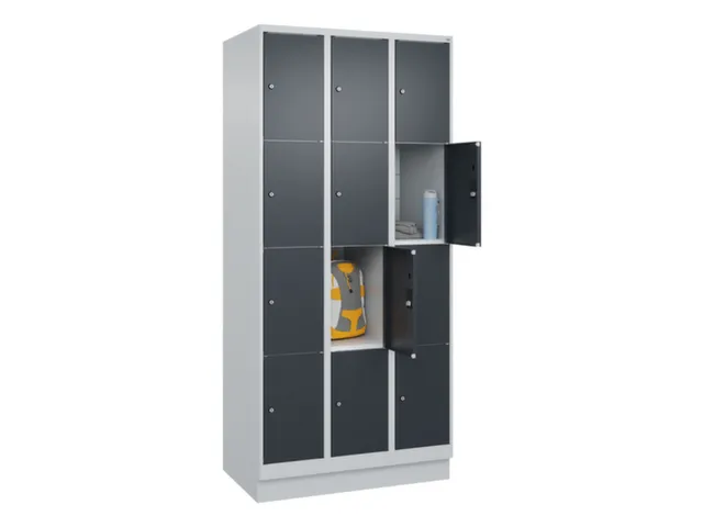 lockerkast,HxBxD 1950x900x500mm,3x4vakken,vak B 300mm,cil.-slot,sokkel