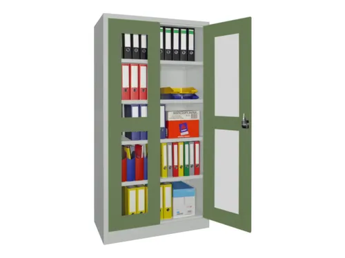 Vitrinekast Hxbxd 1950x1000x500mm Draaideuren Ral7035 Front Ral6011