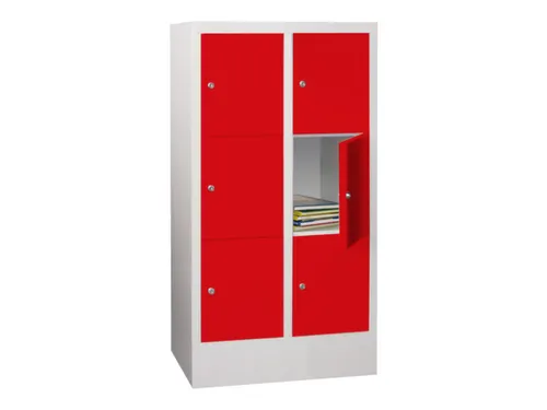 lockerkast,HxBxD 1187x600x500mm,2x3vakken,RAL7035,front RAL3000