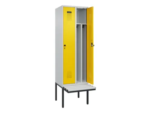 locker met bank,voor scheiding van kleding,HxBxD 2120x600x815mm,2vak