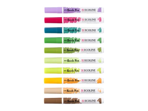 Brushpen Talens Ecoline set botanisch blister à 10 stuks assorti