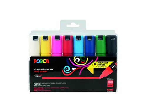 Verfstift Posca PC7M Brede punt 4,5-5,5mm 8 stuks assorti