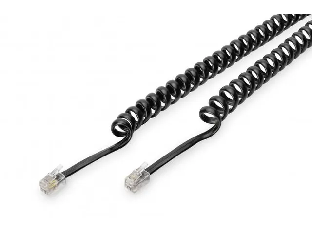 UAE-kabel RJ10 St/St 2m CU 4x7x0,12 mm plat spiraal zwart