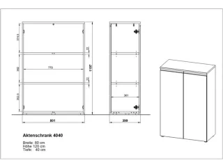 dossierkast,HxBxD 1200x801x400mm,2xhouten vloer,3ordnerhoogte - 7