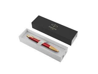Balpen Parker IM Premium Red Lacquer GT Medium Blauwe inkt - 2