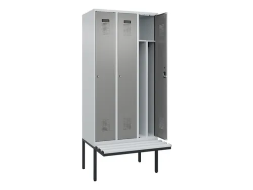 locker met bank,voor scheiding van kleding,HxBxD 2120x900x815mm,3vak