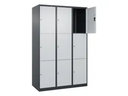 lockerkast,HxBxD 1850x1200x500mm,3x3vakken,vak B 400mm,cil.-slot