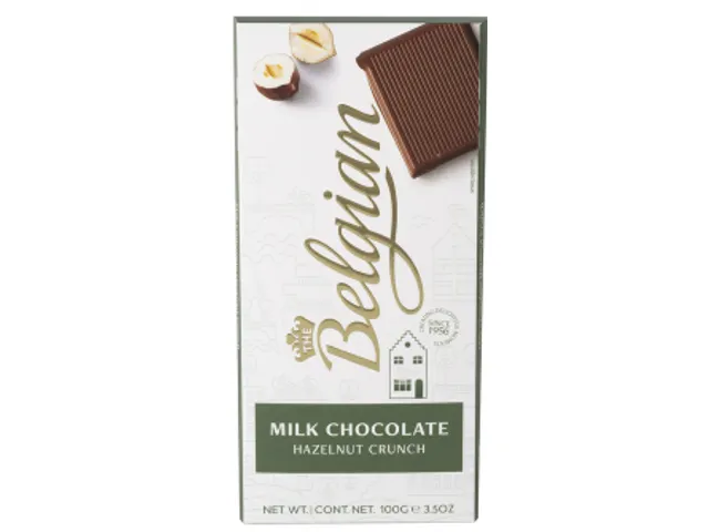 Chocolade The Belgian melk hazelnoot crunch reep 100 gram