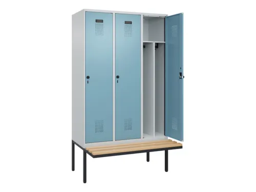 locker met bank,voor scheiding van kleding,HxBxD 2120x1200x815mm,3vak