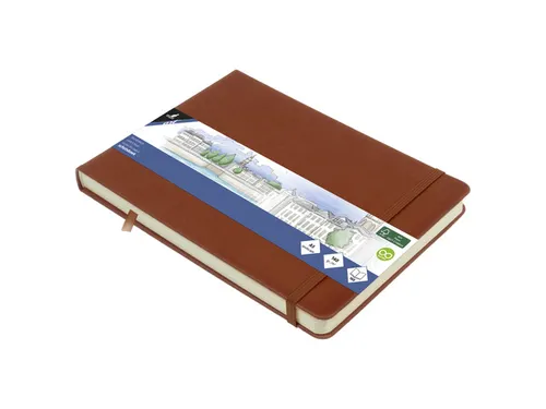 Schetsboek Kangaro A5 landscape cognac PU HC 80 vel 140gr roomwit met