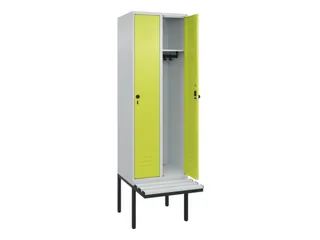 locker met bank,HxBxD 2120x600x815mm,2vak,vak B 300mm,draaigrendel - 2