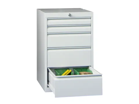 ladekast,HxBxD 800x500x600mm,5lade(n),cil.-slot,RAL7035,front RAL3000