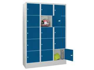 lockerkast,HxBxD 1850x1200x500mm,3x5vakken,RAL7035,front RAL5010 - 2