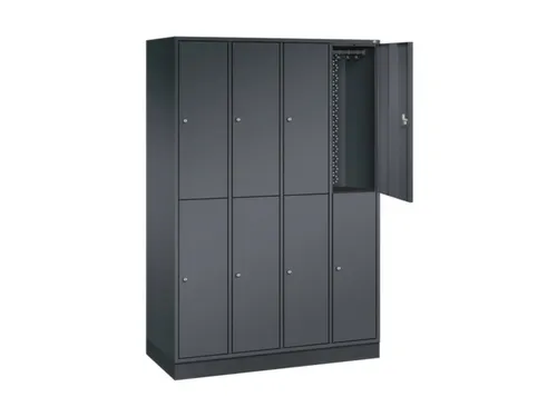 Dubbeldekse garderobekast,HxBxD 1950x1220x500mm,4x2vak.,vak B 260mm