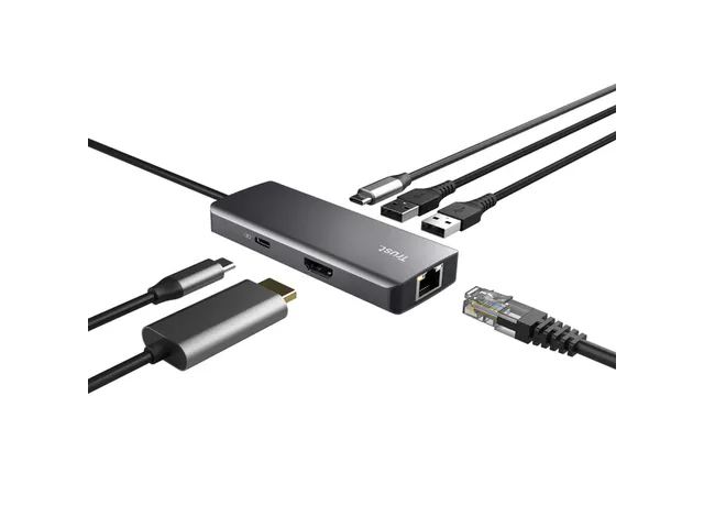 Adapter Trust Dalyx 6-in-1 USB-C multipoort grijs