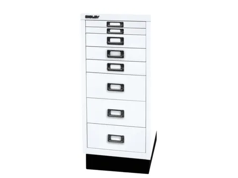 kantoor-ladekast HxBxD 670x279x380mm 8 laden romp verkeerswit staal