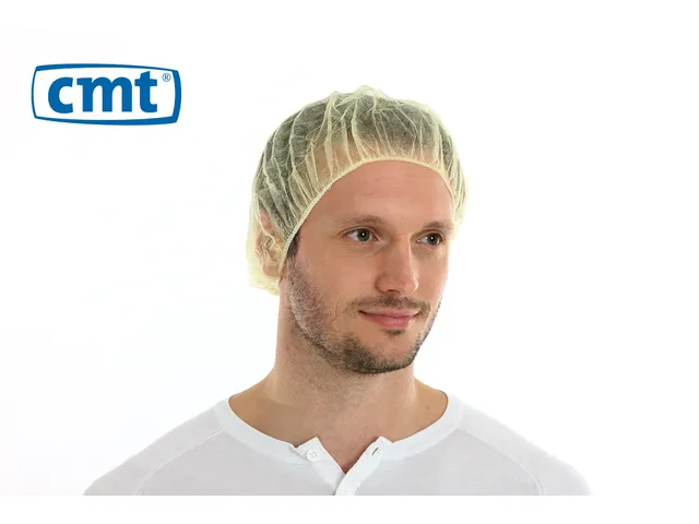 PP non woven haarnet geel 50cm bouffant cap maat M 10x100 Stuks