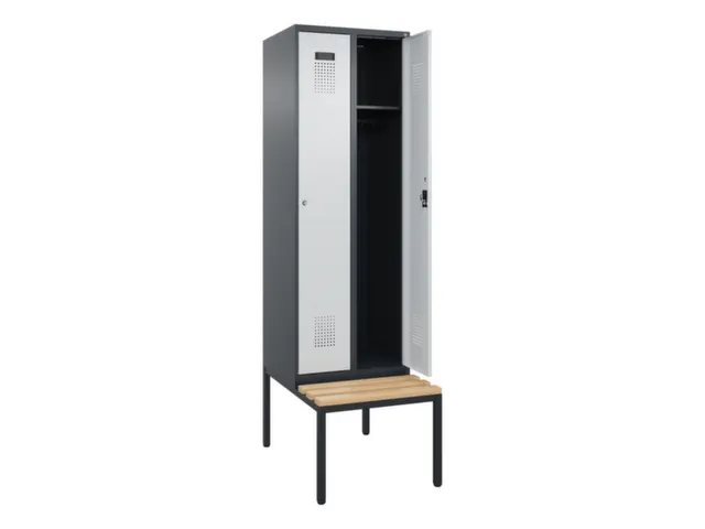 locker met bank,HxBxD 2120x600x815mm,2vak,vak B 300mm,cilinderslot