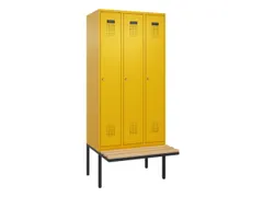 locker met bank,HxBxD 2120x900x815mm,3vak,vak B 300mm,cilinderslot