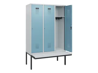 locker met bank,HxBxD 1950x1200x815mm,3vak,vak B 400mm,cilinderslot - 1