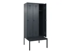 locker met bank,HxBxD 2120x900x815mm,3vak,vak B 300mm,draaigrendel