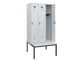 locker met bank,HxBxD 1950x900x815mm,3vak,vak B 300mm,draaigrendel - 1