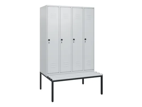 locker met bank,HxBxD 1950x1200x815mm,4vak,vak B 300mm,draaigrendel