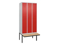 locker met bank,HxBxD 2120x900x815mm,3vak,vak B 300mm,cil.-slot