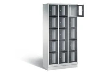 Lockerkast 1800x900x500mm 3x5 vakken Cilinderslot, Sokkel, RAL7021 - 1