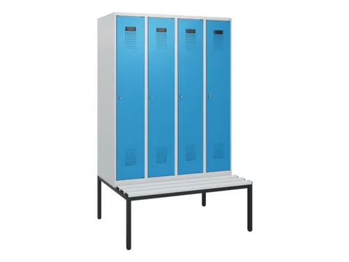 locker met bank,HxBxD 1950x1200x815mm,4vak,vak B 300mm,cilinderslot