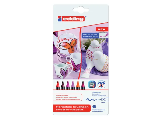 Brushpen Edding 4200 Porselein Warme Kl Assorti Etui à 6 Stuks
