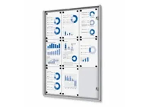 OUTLET Vitrinekast Mededelingenbord Indoor Economy 9xA4 Zilver