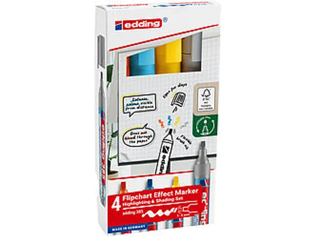 Edding 385 Flipchart effect marker Assorti 4 stuks