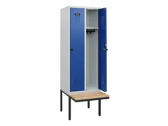 locker met bank,HxBxD 1950x600x815mm,2vak,vak B 300mm,draaigrendel